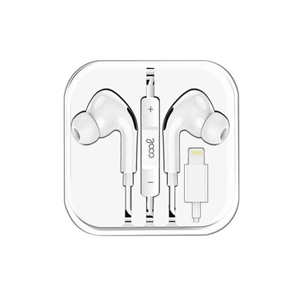 Casque stéréo blanc Cool avec microphone pour iPhone - Caoutchouc intra-auriculaire (Bluetooth Lightning)