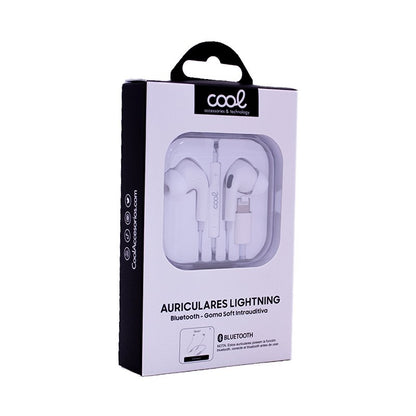 Casque stéréo blanc Cool avec microphone pour iPhone - Caoutchouc intra-auriculaire (Bluetooth Lightning)