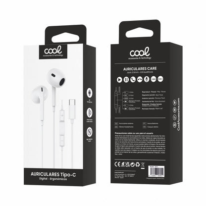 Écouteurs stéréo Type-C avec microphone (numériques) Blanc