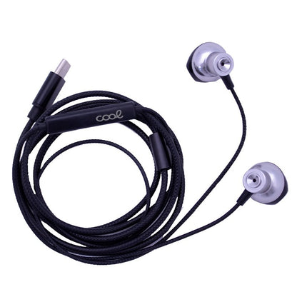 Écouteurs stéréo Type-C avec microphone (métal) Argent