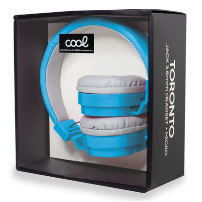 Casque audio COOL Toronto avec prise jack 3,5 mm et microphone, bleu