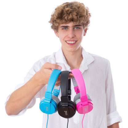 Casque audio COOL Toronto avec prise jack 3,5 mm et microphone, rose