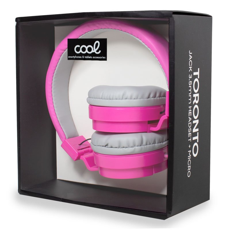 Casque audio COOL Toronto avec prise jack 3,5 mm et microphone, rose