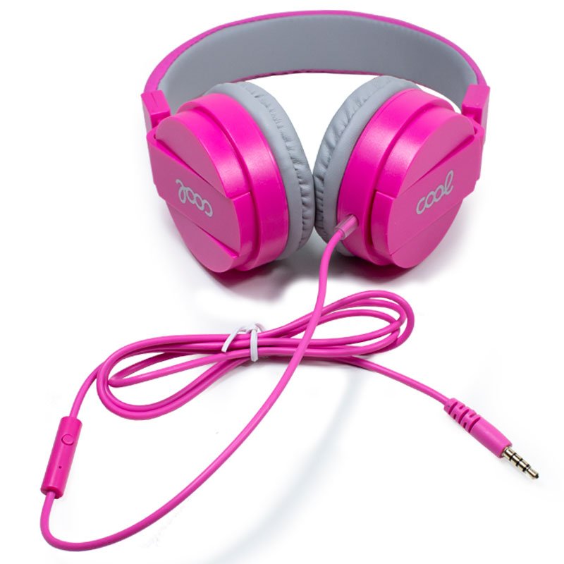 Casque audio COOL Toronto avec prise jack 3,5 mm et microphone, rose
