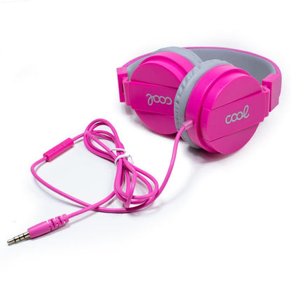 Casque audio COOL Toronto avec prise jack 3,5 mm et microphone, rose