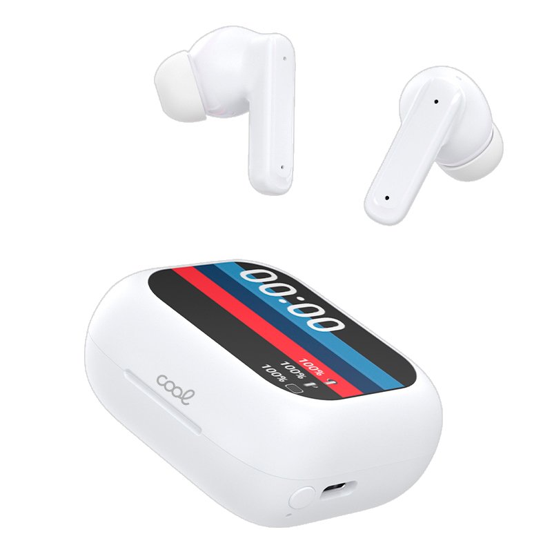 Écouteurs stéréo Bluetooth avec écran LCD Cool Ambient, blancs
