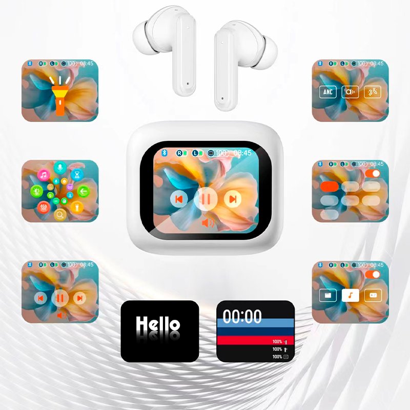 Écouteurs stéréo Bluetooth avec écran LCD Cool Ambient, blancs