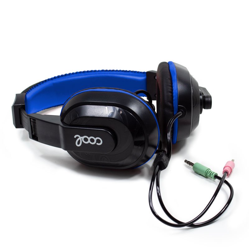Casque stéréo de bureau Cool Dublin avec micro (noir-bleu)