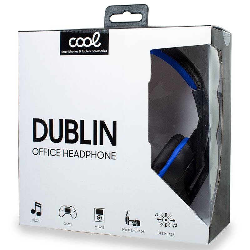 Casque stéréo de bureau Cool Dublin avec micro (noir-bleu)