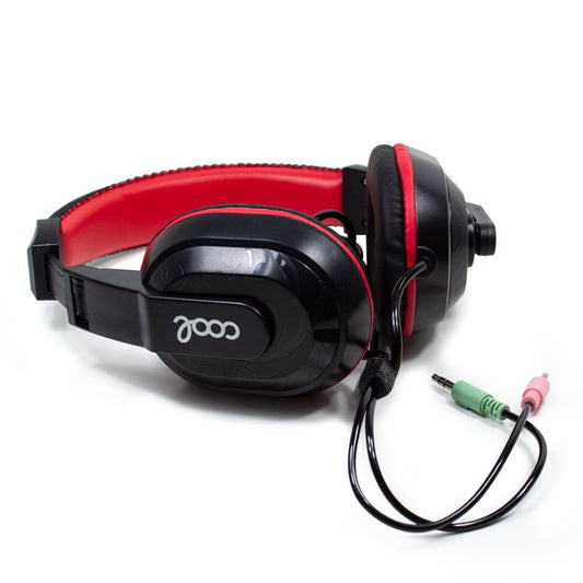 Casque stéréo de bureau Cool Dublin avec micro (noir-rouge)