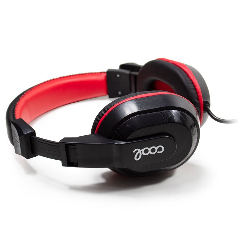 Casque stéréo de bureau Cool Dublin avec micro (noir-rouge)