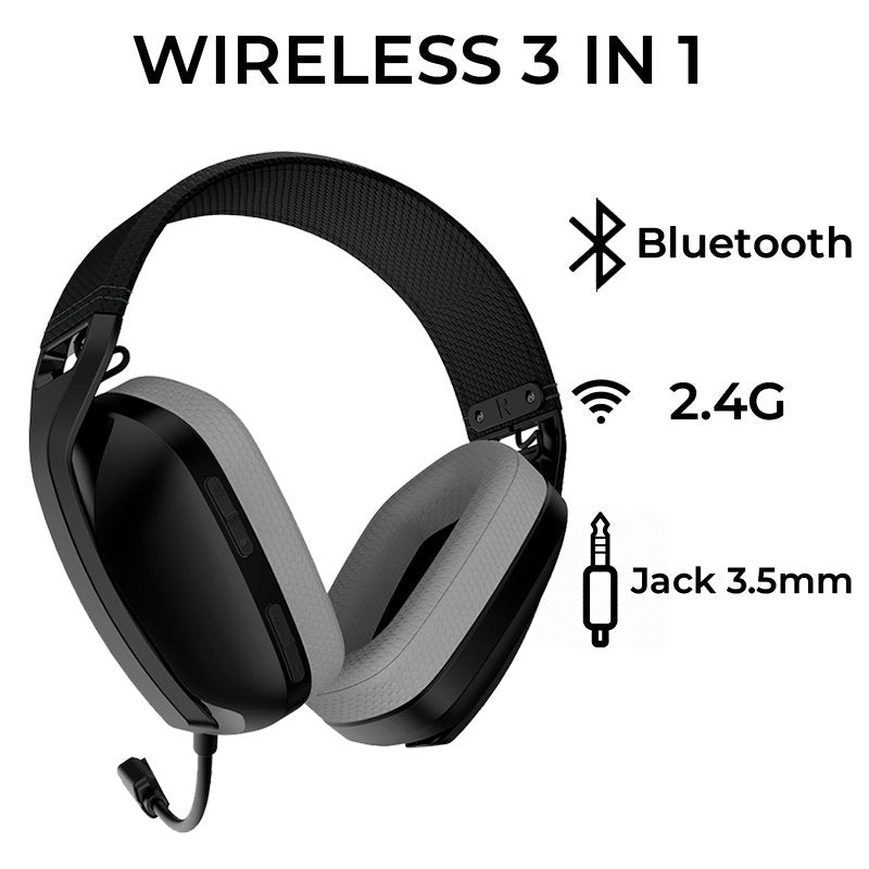 Casque stéréo PC / PS4 / PS5 noir (3 en 1 : sans fil / Bluetooth / jack) COOL Newton