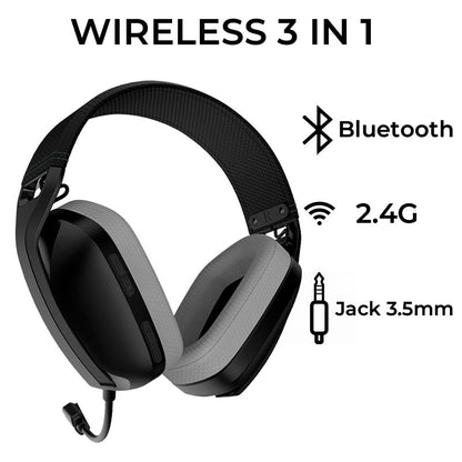 Casque stéréo PC / PS4 / PS5 noir (3 en 1 : sans fil / Bluetooth / jack) COOL Newton