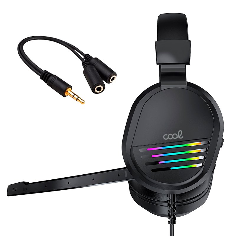 Casque de jeu stéréo Cool Nitro pour PC/PS4/PS5/Xbox avec adaptateurs audio et éclairage