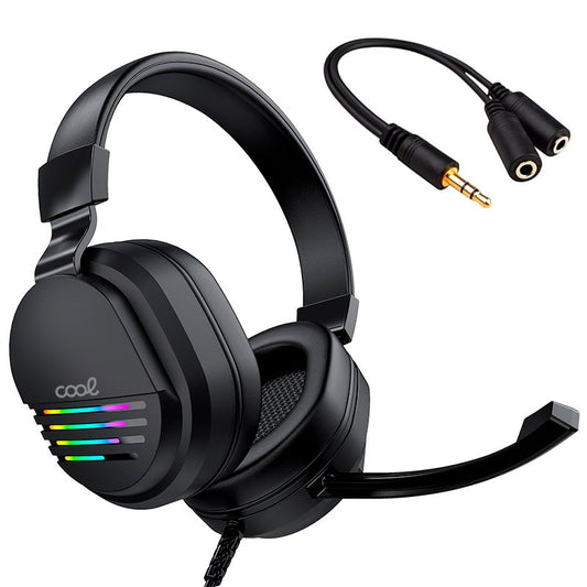 Casque de jeu stéréo Cool Nitro pour PC/PS4/PS5/Xbox avec adaptateurs audio et éclairage