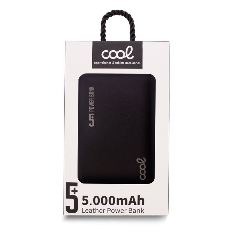 Batterie externe Power Bank 5000 mAh Cool Cuir Noir