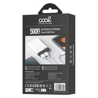 Batterie externe Power Bank 5000 mAh avec écran COOL 10 W Blanc