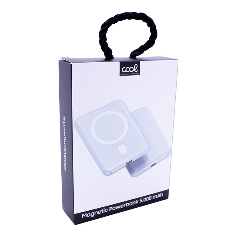 Batterie externe magnétique universelle Qi 5000 mAh, gris froid
