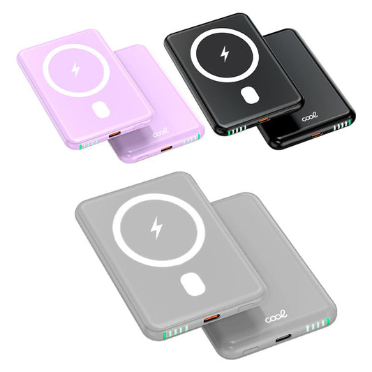 Batterie externe magnétique universelle Qi 5000 mAh, violet froid
