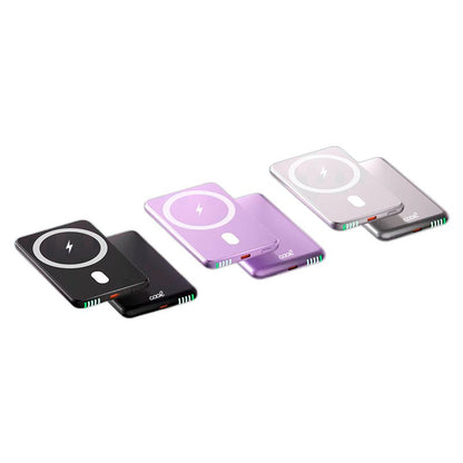 Batterie externe magnétique universelle Qi 5000 mAh, violet froid