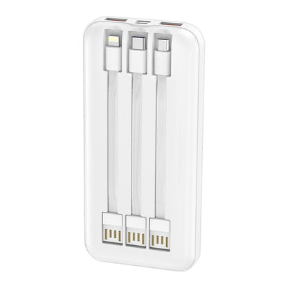 Batterie externe universelle Power Bank 10 000 mAh, charge rapide 22,5 W (3 câbles), blanche