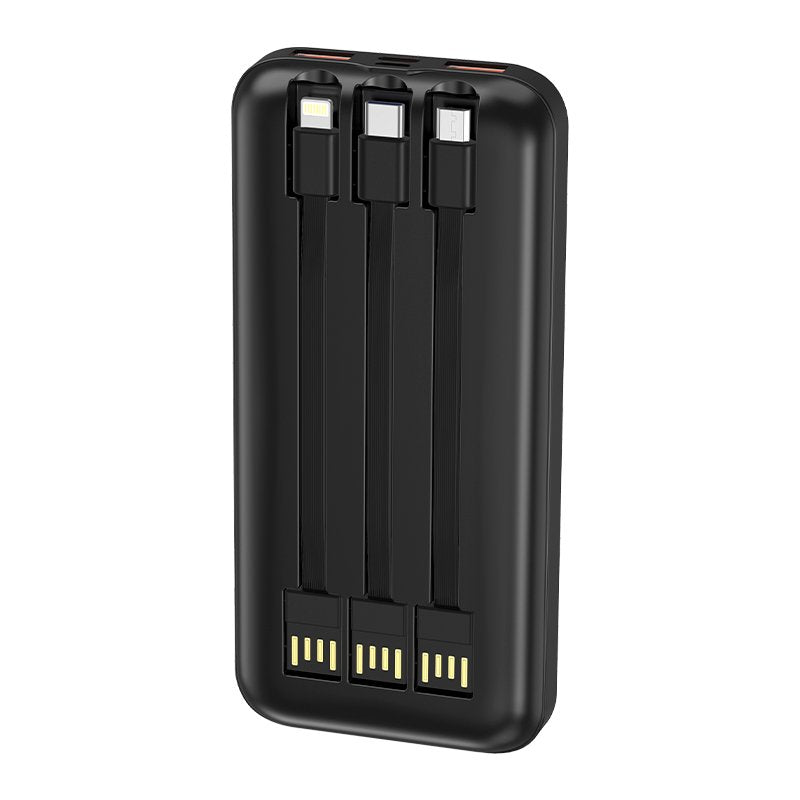 Batterie externe universelle Power Bank 10 000 mAh, charge rapide 22,5 W (3 câbles), noire