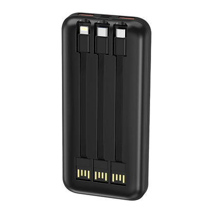 Batterie externe universelle Power Bank 10 000 mAh, charge rapide 22,5 W (3 câbles), noire