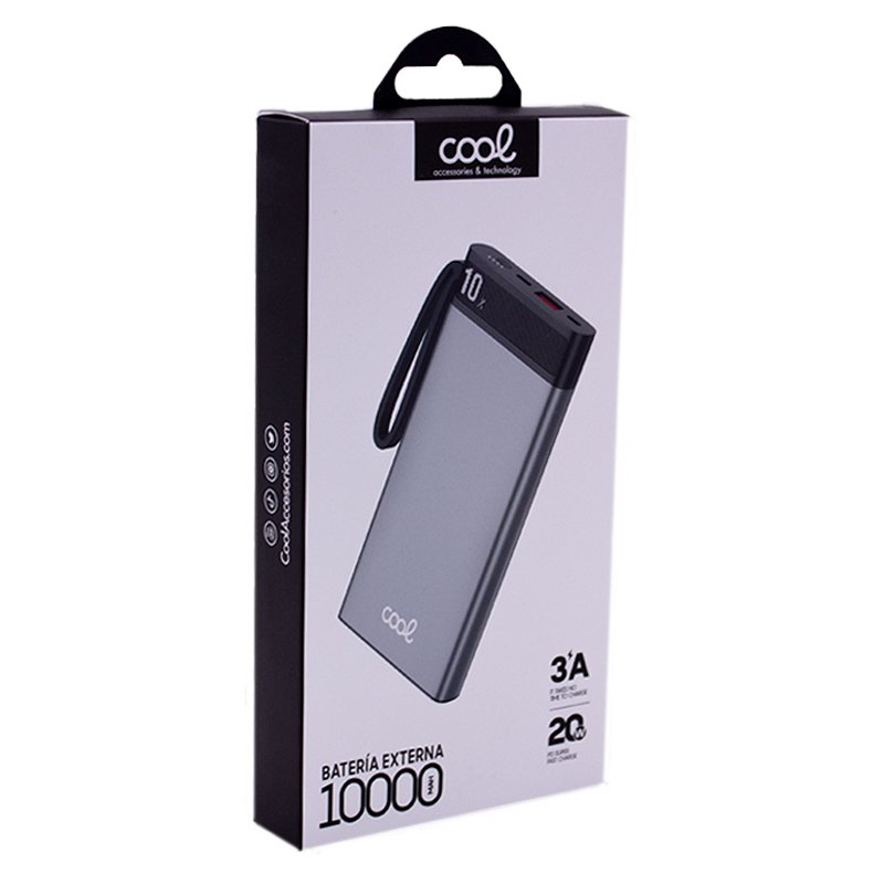 Batterie externe universelle 10 000 mAh COOL (3 A / 20 W PD) Argent