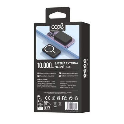 Bateria Externa Universal Power Bank 10.000 mAh Magnética COOL Negro