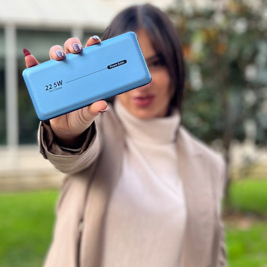 Batterie externe universelle Power Bank 10 000 mAh PD 22,5 W (2 câbles) Bleu
