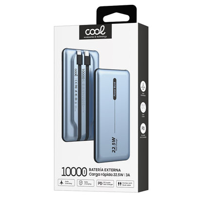 Batterie externe universelle Power Bank 10 000 mAh PD 22,5 W (2 câbles) Bleu