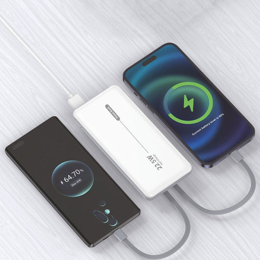 Batterie externe universelle Power Bank 10 000 mAh PD 22,5 W (2 câbles) Blanc