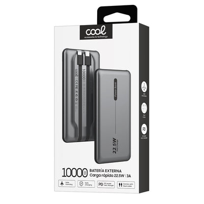 Batterie externe universelle Power Bank 10 000 mAh PD 22,5 W (2 câbles) Gris
