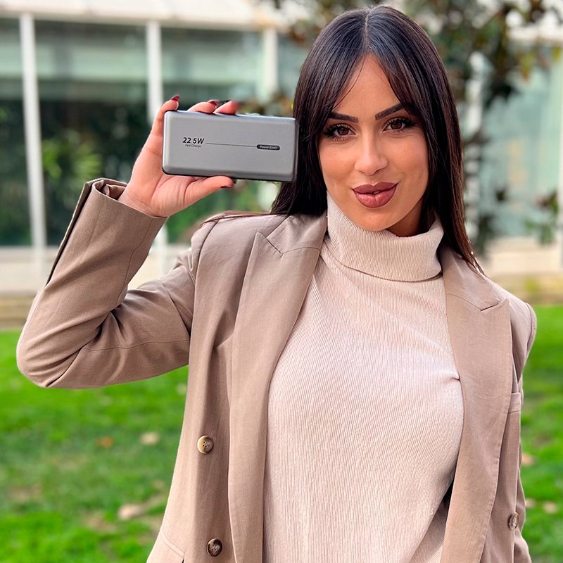 Batería Externa Universal Power Bank 10.000 mAh PD 22.5W (2 cables) Gris