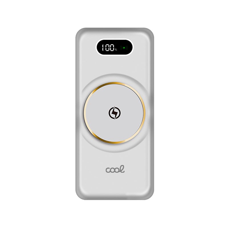 Batterie externe universelle 10 000 mAh avec recharge sans fil Qi (4 connexions) Blanc