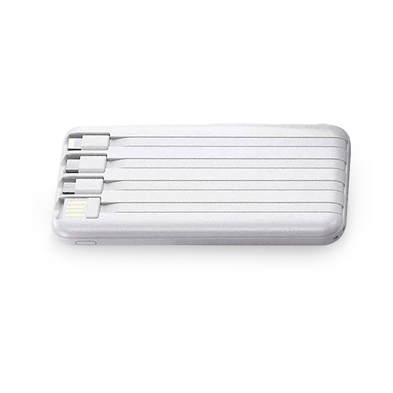 Batterie externe universelle 10 000 mAh avec recharge sans fil Qi (4 connexions) Blanc