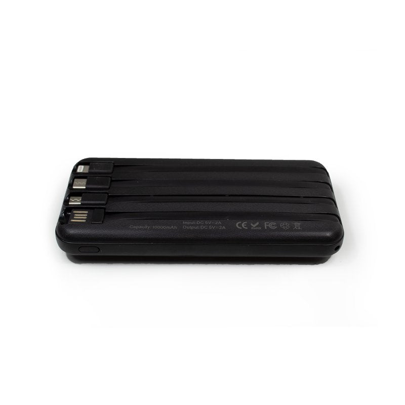 Batterie externe universelle 10 000 mAh avec recharge sans fil Qi (4 ports) Noir