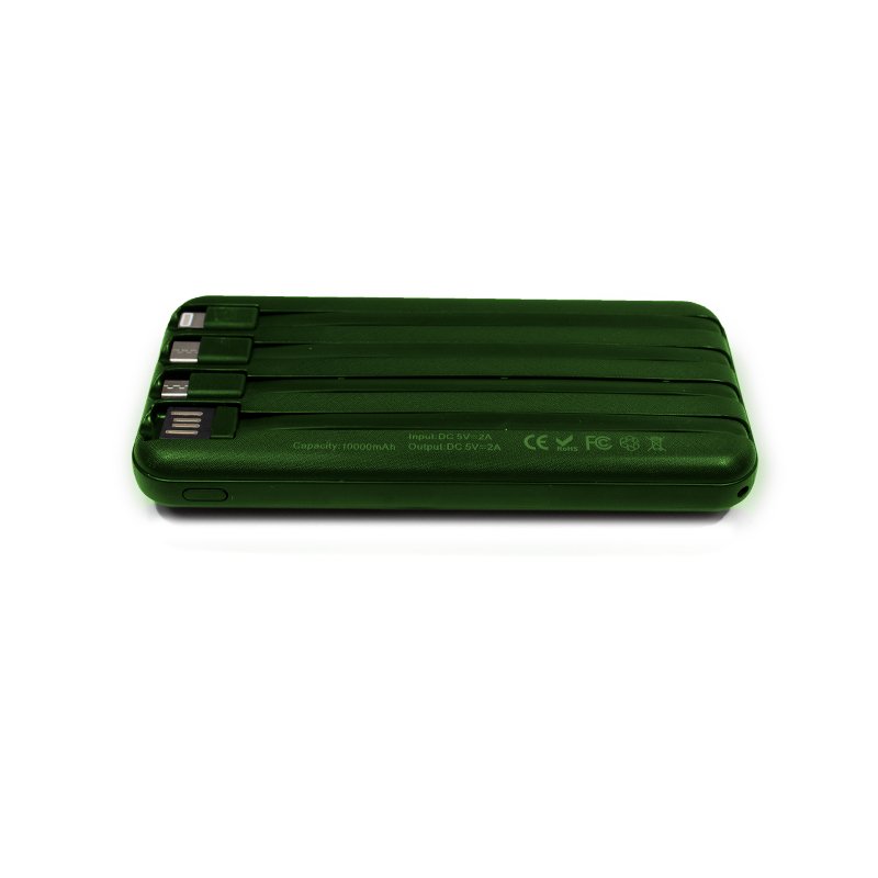 Batterie externe universelle Power Bank 10 000 mAh + chargement sans fil Qi (4 connexions) Vert