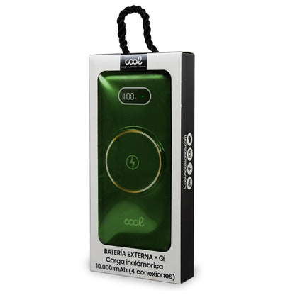 Batterie externe universelle Power Bank 10 000 mAh + chargement sans fil Qi (4 connexions) Vert