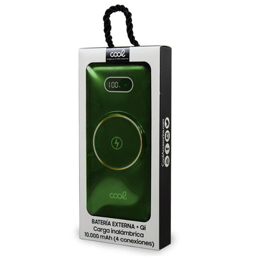 Batterie externe universelle Power Bank 10 000 mAh + chargement sans fil Qi (4 connexions) Vert