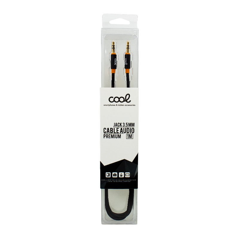 Câble jack 3,5 mm vers jack 3,5 mm COOL Audio-Audio en nylon noir (1 m)