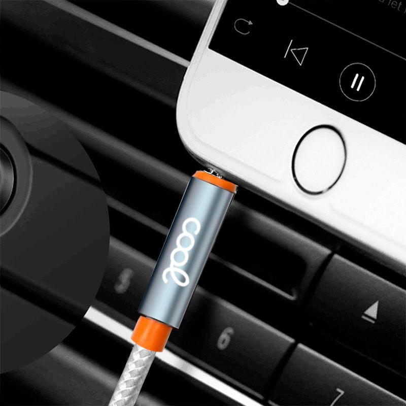 Câble jack 3,5 mm vers jack 3,5 mm COOL Audio-Audio en nylon argenté (1 m)