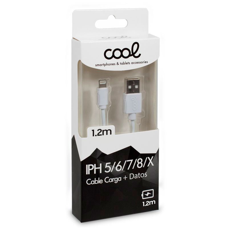 Câble USB compatible Lightning COOL pour iPhone/iPad (1,2 mètre) Blanc