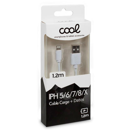 Câble USB compatible Lightning COOL pour iPhone/iPad (1,2 mètre) Blanc