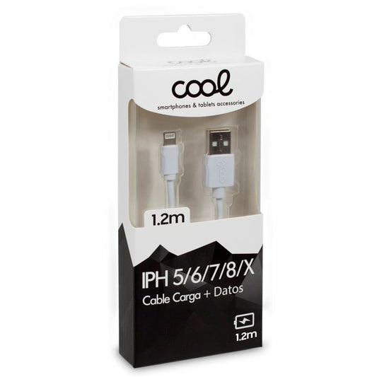 Câble USB compatible Lightning COOL pour iPhone/iPad (1,2 mètre) Blanc