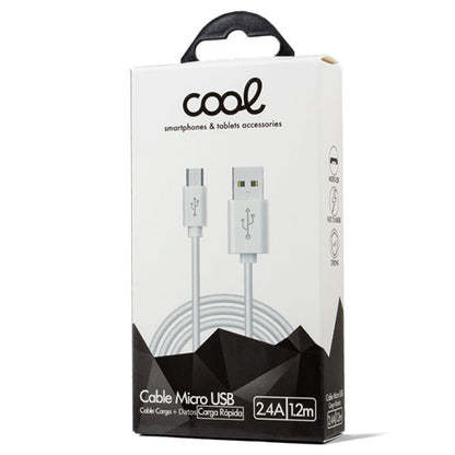 Câble USB universel compatible COOL (Micro-USB) 1,2 mètre Blanc 2,4 A