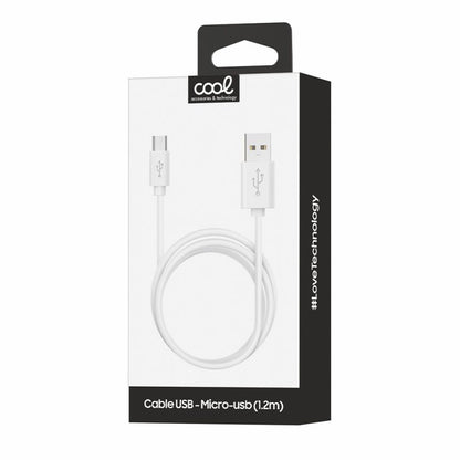 Cable USB Compatible COOL Universal (Micro-Usb) 1.2 metros Blanco 2.4 Amp