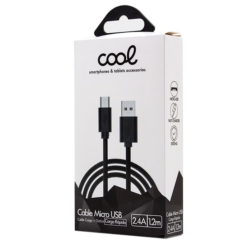 Câble USB universel compatible COOL (micro-USB) 1,2 mètre Noir 2,4 A