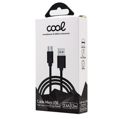 Câble USB universel compatible COOL (micro-USB) 1,2 mètre Noir 2,4 A