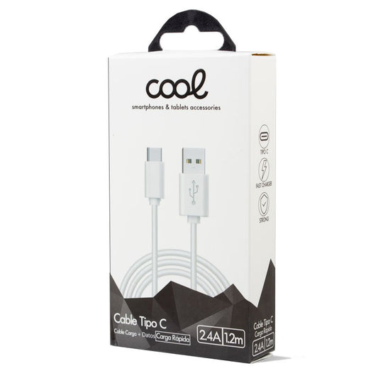 Câble USB universel compatible COOL TYPE-C (1,2 mètre) Blanc 2,4 A